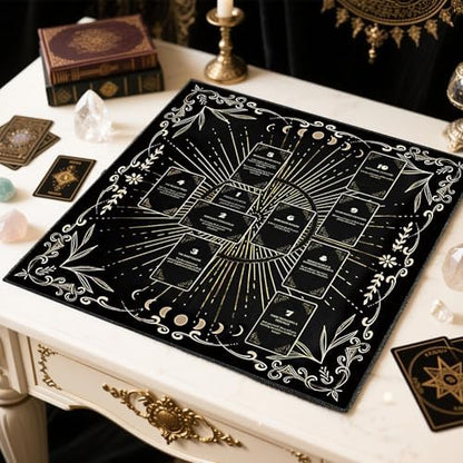 Top down view of Knana 23.6 inch square tarot cloth
