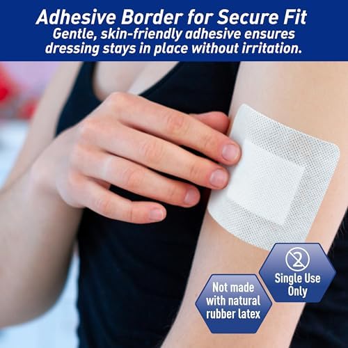 Back view of the latex free island dressing showing the central non stick cushion pad designed for sensitive skin recovery.