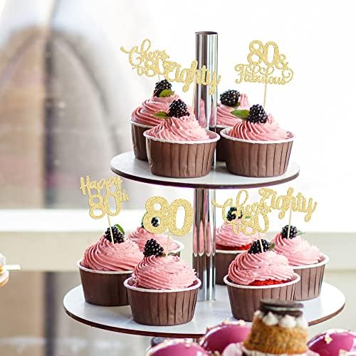 Ephlyn gold glitter cupcake toppers on chocolate muffins