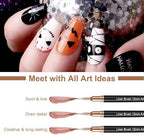 Set of 5 black metallic nail art pens for UV gel polish