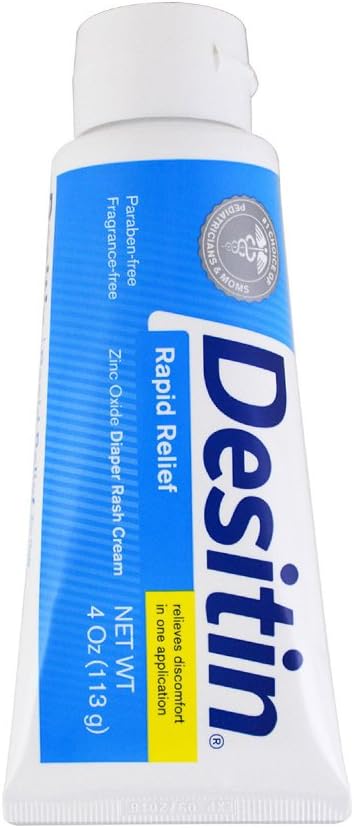 Desitin Rapid Relief Zinc Oxide Cream tube showing daily defense formula
