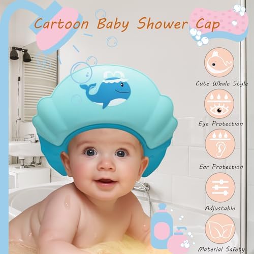 Adjustable kids shampoo visor hat showing the soft silicone protective band
