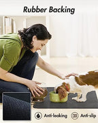 MontVoo pet feeding mat with bowls on top