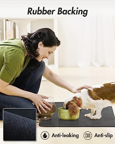 MontVoo pet feeding mat with bowls on top
