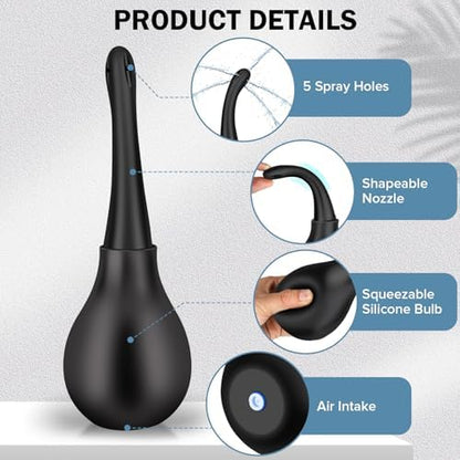 SewXew 300ml black silicone bulb with anti backflow valve and nozzle