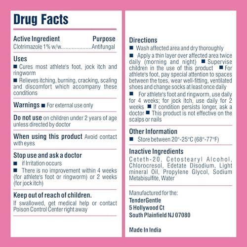 TenderGentle clotrimazole 1 percent cream tube highlighting the net weight of four ounces