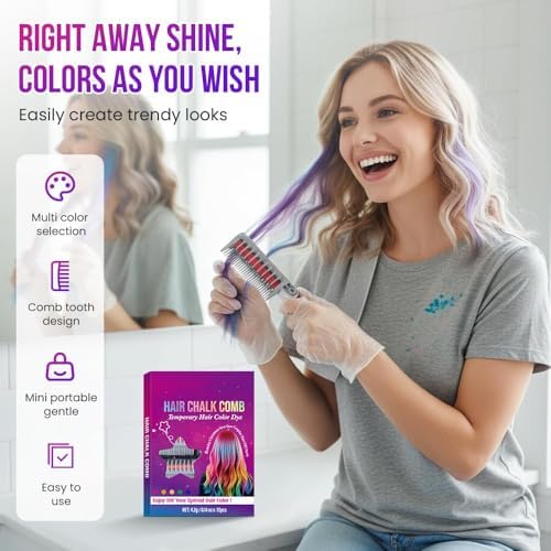 Close up of 10 color temporary hair chalk applicator combs