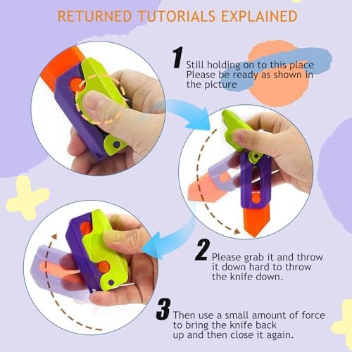 Pocket sized anxiety relief gravity toy knife showing the safe rounded blade edge.