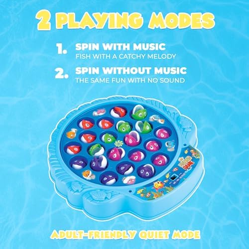 Motorized electronic fish catching toy set with four colorful rods