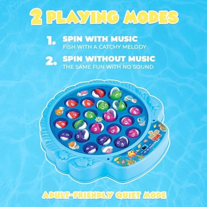 Motorized electronic fish catching toy set with four colorful rods