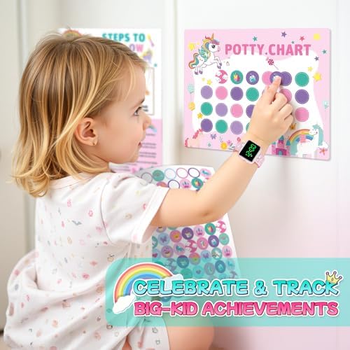 Unicorn themed potty training reward chart and stickers