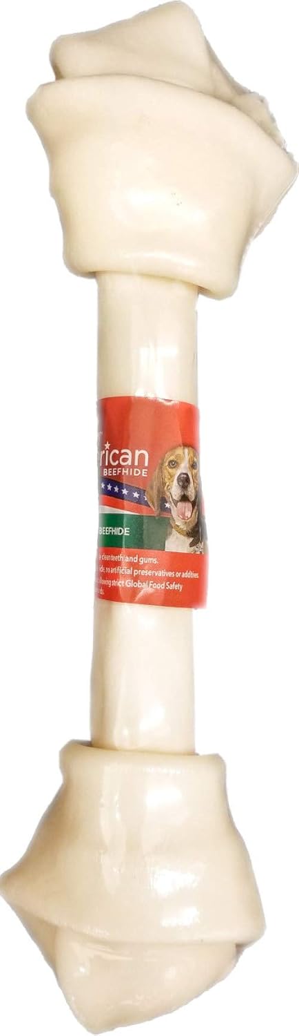 Pet Factory American Beefhide Knotted Bone front view of packaging.