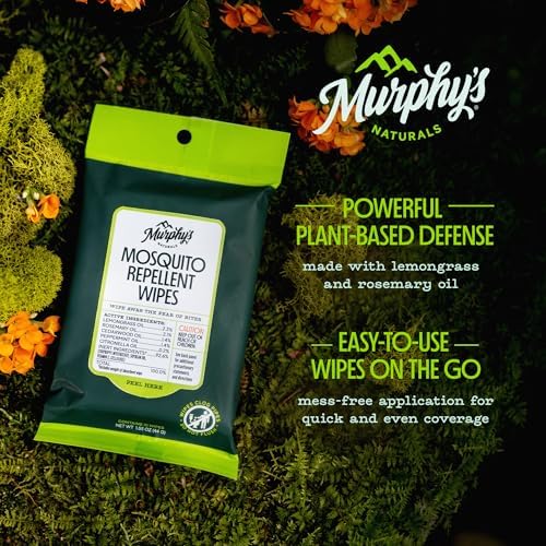 Murphy's Naturals DEET-free insect wipes with lemongrass and rosemary oil active ingredients.