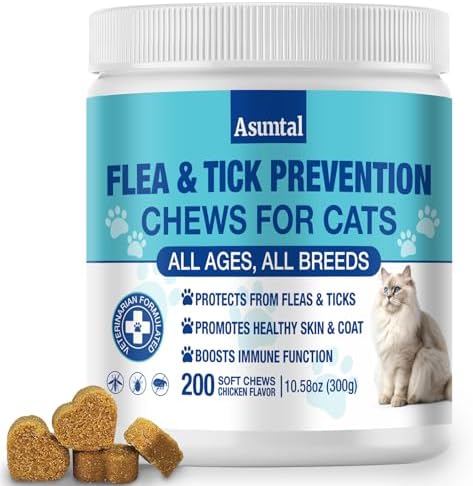 Asumtal flea and tick prevention for cats chewables front view container