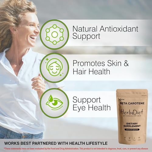 Herbadiet Beta Carotene 10 Percent powder lifestyle and product setup