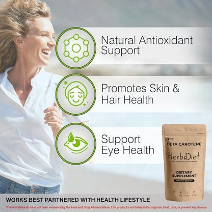 Complete packaging overview of the Herbadiet 50 gram pure antioxidant eye nutrition supplement.