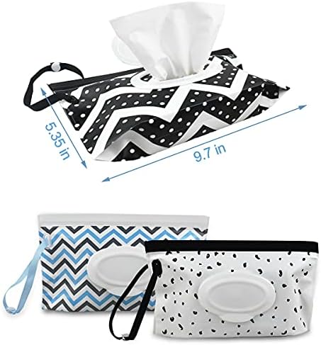 Three pack set of travel wipe dispensers with varied patterns