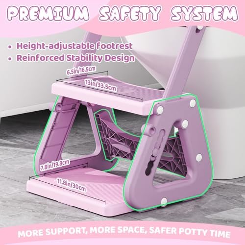 Folded view of the adjustable two in one toddler toilet trainer showing space saving design