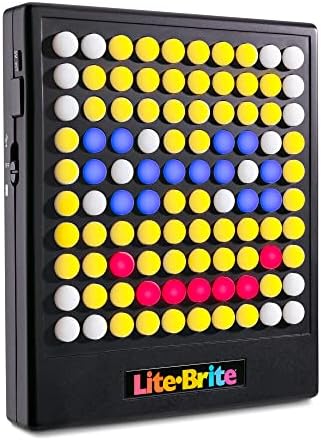 Close up view of a child interacting with the electronic pegless light board grid.
