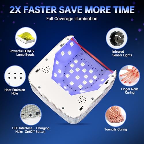 Close up of heart-shaped digital timer display on nail lamp