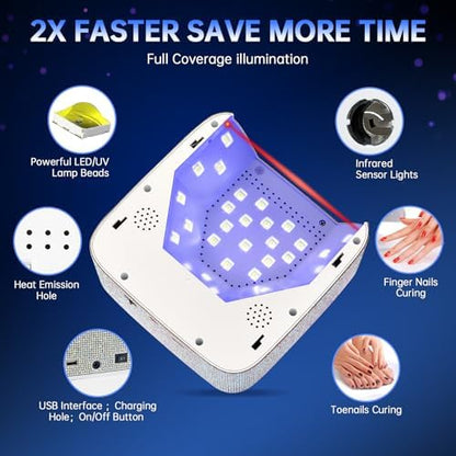 Close up of heart-shaped digital timer display on nail lamp