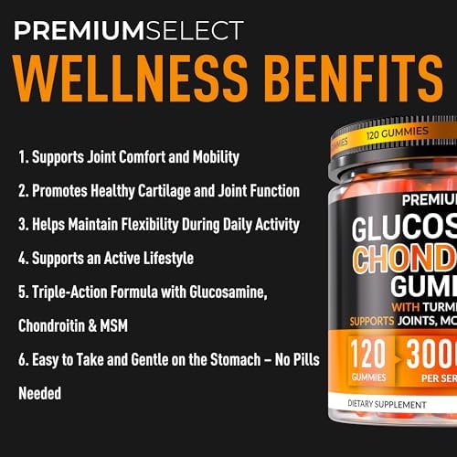 Glucosamine Chondroitin Gummies for Joint Support – 120 Glucosamine Gummies Extra Strength 3000mg with MSM, Turmeric, Calcium, Vitamin D3 – Sugar Free Vegan Adults Supplement – Flexibility & Mobility - Image 5