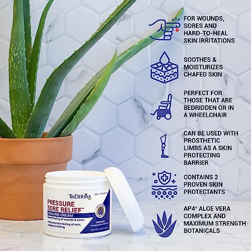 TriDerma pressure sore relief cream back label showing active ingredients and usage instructions