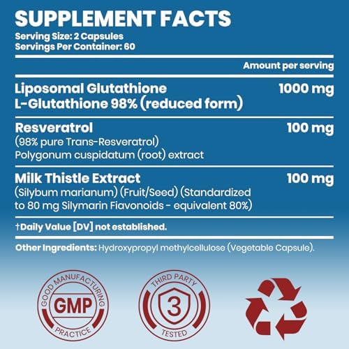 Nature Echo Liposomal Glutathione supplement facts label