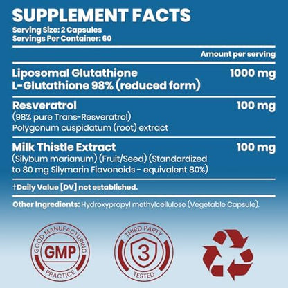 Nature Echo Liposomal Glutathione supplement facts label