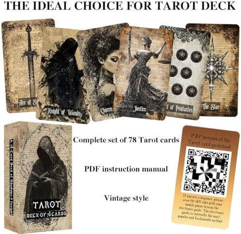 Gothic style Major Arcana tarot cards close up view showing intricate ink illustrations