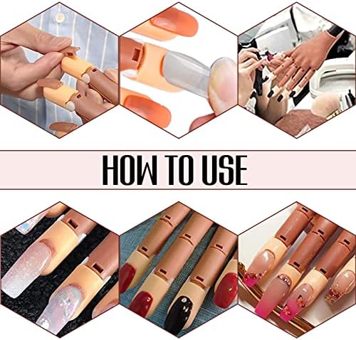 Hand displaying 100 piece nail tip replacement system