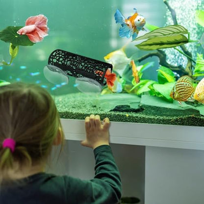 Complete packaging layout of the imported EQUNROY aquarium decoration kit with spare suction cups.