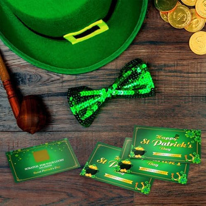 Reverse side of Frienda St. Patrick's Day scratch off fortune cards