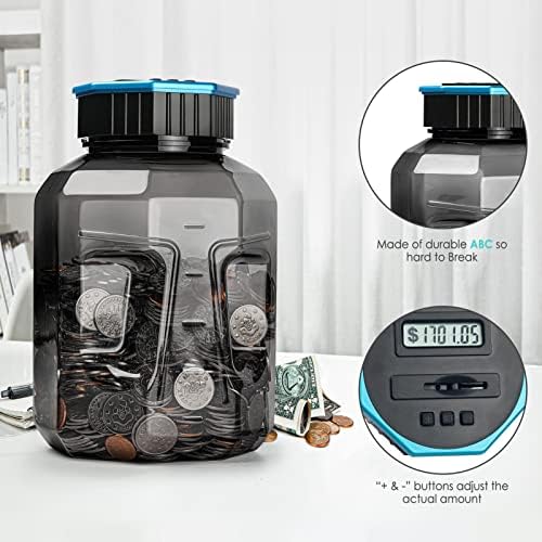 Vcertcpl durable plastic savings jar standing next to the included small screwdriver tool