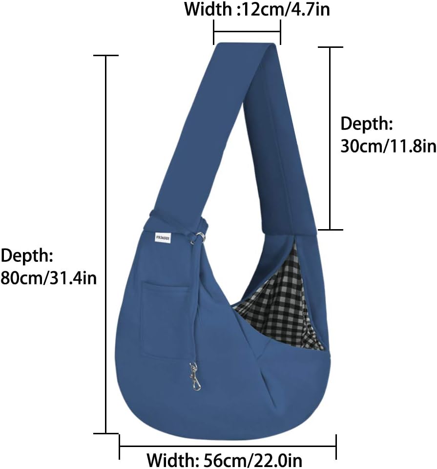 Reversible pet carrier bag showing adjustable shoulder strap