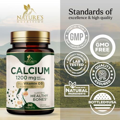 Nature's Nutrition calcium tablets nutritional facts label