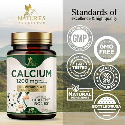 Nature's Nutrition calcium tablets nutritional facts label