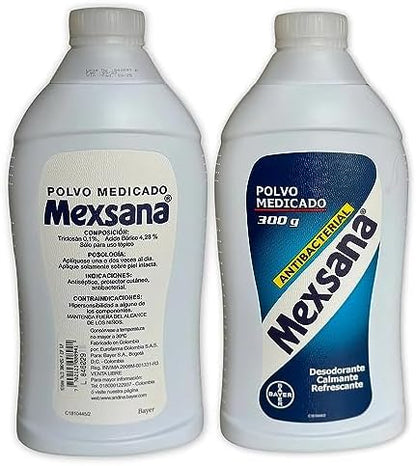 Imported Mexsana medicated powder for foot sweat and odor control in India.