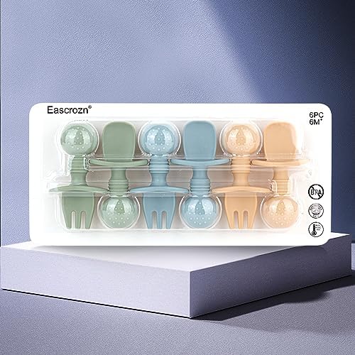 Eascrozn baby spoons and forks feeding set packaging display of authentic imported infant dinnerware