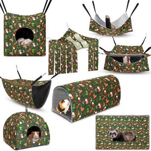Geelin ferret cage accessories hanging tunnel and bunk bed setup inside a pet cage