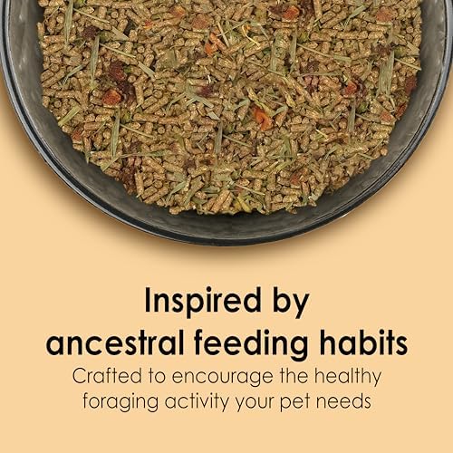 Close up of high fiber timothy hay pellets and natural ingredients