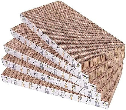 Engelalike durable corrugated paper cat scratching boards stacked neatly with included catnip packets
