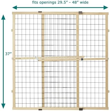 North States adjustable puppy gate vinyl coated wire mesh panels close up view