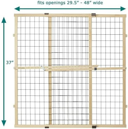 North States adjustable puppy gate vinyl coated wire mesh panels close up view