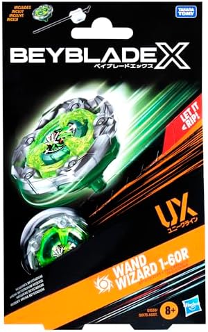 Beyblade X Wand Wizard UX top with ratchet and bit components