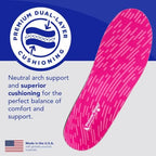 PowerStep Pinnacle Pink dual layer cushioning detail for foot pain relief.