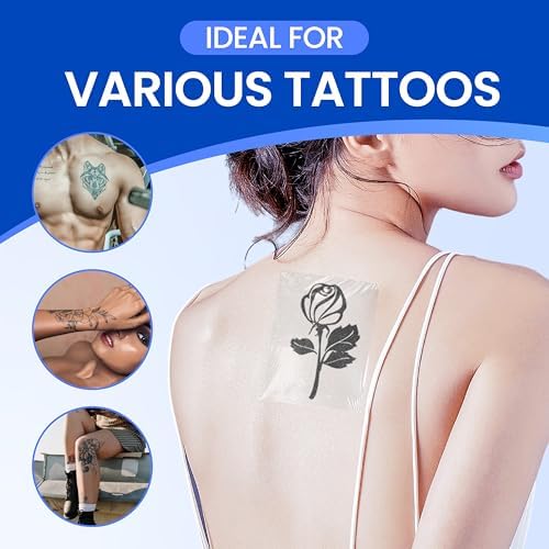 Bioemmalab waterproof tattoo tape protecting fresh ink during a shower.