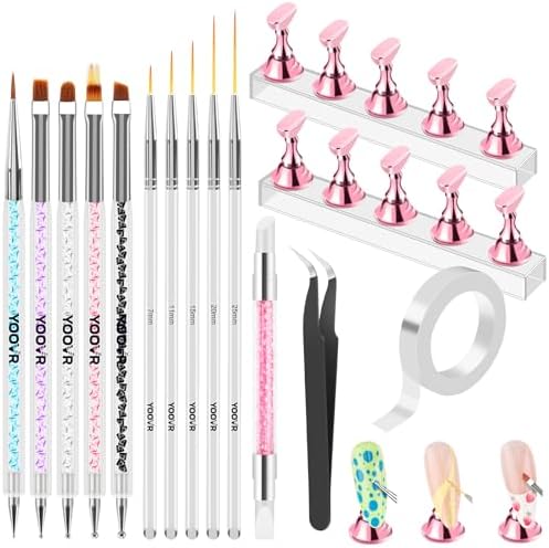 Yoovr nail art tools set with magnetic press on holder front view