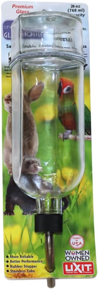 Lixit(R) Chew Proof Flat Sided Water Bottles for Rabbits, Ferrets, Rats, Birds, Hamsters, Guinea Pigs, Chinchillas Gerbils and Other Small Animals - Made in USA (Clear, 12 Ounce) - Image 10