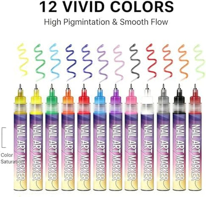 Mishank Enterprise nail art markers displayed with finished nail designs